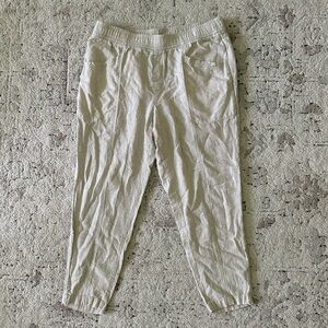 Cream linen blend pants